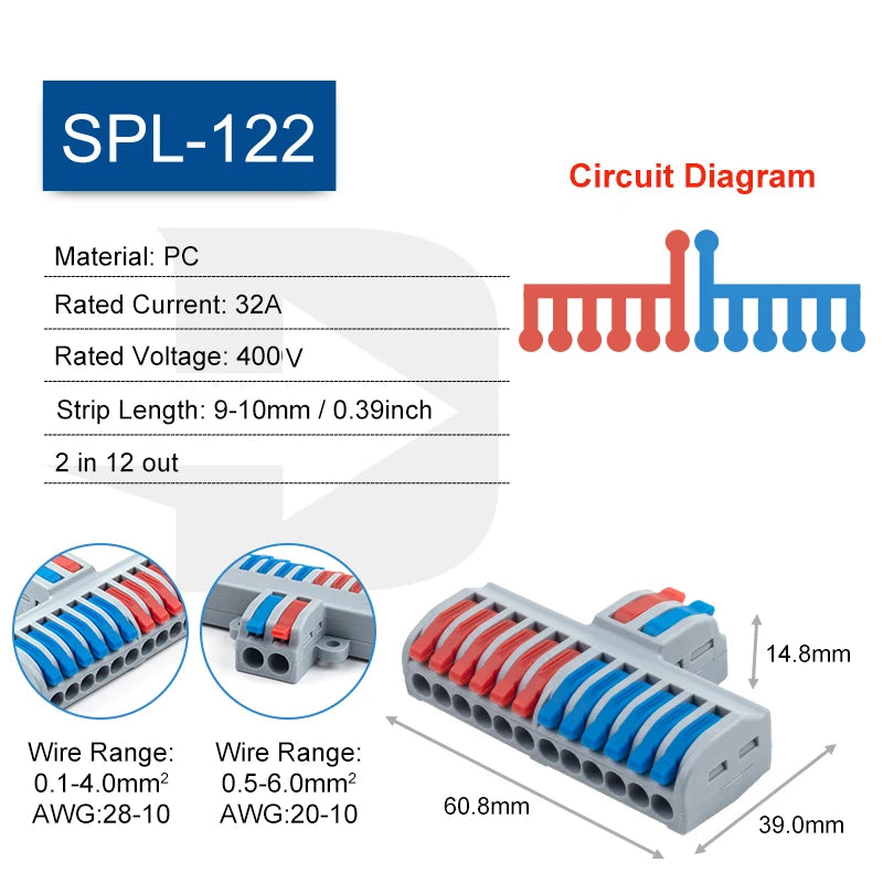 5PCS Fast Wire Connector Push-in Electrical Terminal Block Universal Splicing Wiring Cable Connectors For Cable Connection SPL ﻿