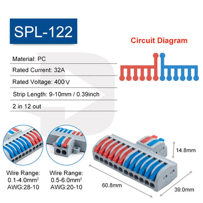 5PCS Fast Wire Connector Push-in Electrical Terminal Block Universal Splicing Wiring Cable Connectors For Cable Connection SPL ﻿