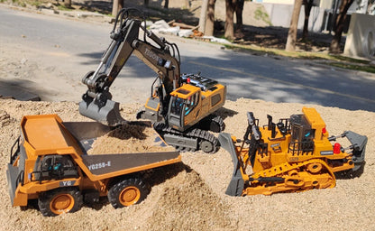 4WD Remote Control Excavator 4x4 Alloy Dump Truck Bulldozer Radio Model RC Car Construction Vehicle Toy Children Kids Gifts