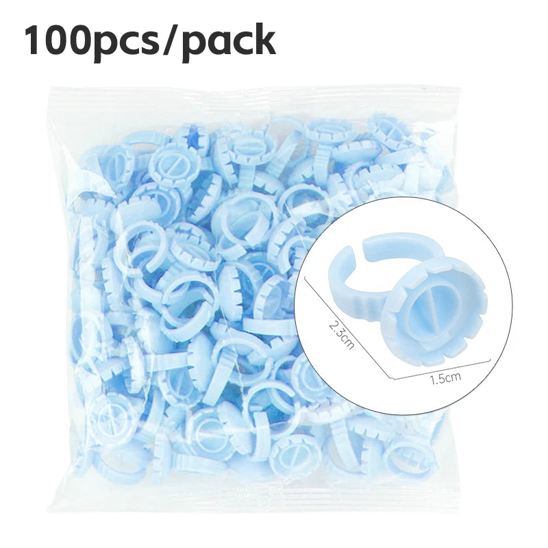 AILEISHI 100Pcs Disposable Eyelash Glue Fan Cup Rings Holder Container Tattoo Pigment Eyelash Extension Tools Lash Supplies