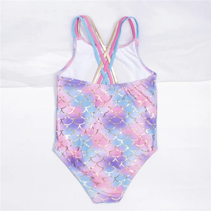 Fishscale Bandage Girls Kids Swimsuit 2026 Shell Shape Embroidery Children Girls One Piece Swimwear Beach Wear Monokini