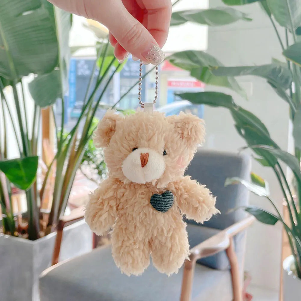 12cm Cute Bear Plush Keyring Pendant Soft Stuffed Plush Keychain Toy Backpack Pendant Birthday Gifts for Children