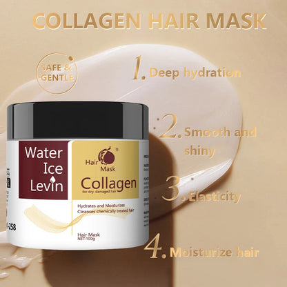 100g Collagen Moisturizing Hair Mask - Hyaluronic Acid and Keratin Repair Dry and Damaged Hair