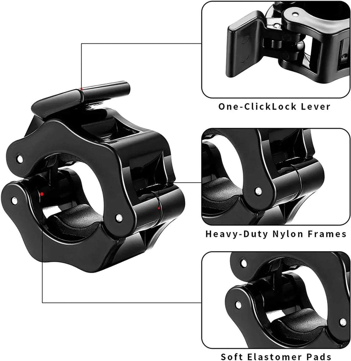 2Pcs 25/50mm Quick Release Barbell Clamps Spin Lock Barbell Collars Weight Bar Clips for Weightlifting and Strength Training