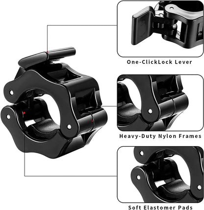 2Pcs 25/50mm Quick Release Barbell Clamps Spin Lock Barbell Collars Weight Bar Clips for Weightlifting and Strength Training