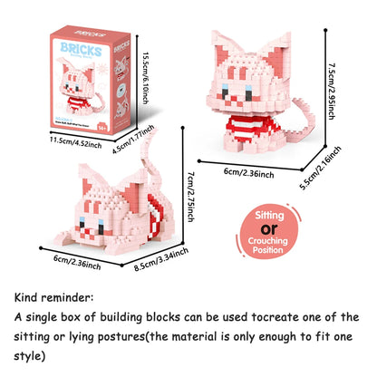 Micro Mini Super Cute Micro Cat Building Kit Tiny Pet Series Doll Figure The Perfect Miniature Gift for Cat Lovers and Girls
