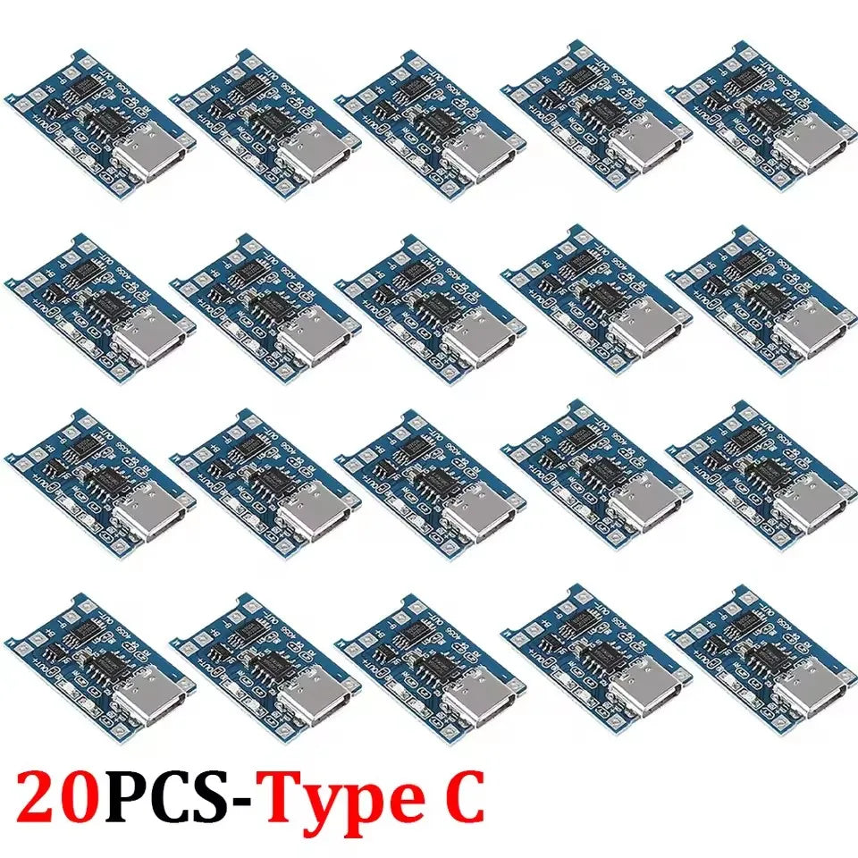1-20Pcs Type-C/Micro/Mini USB 5V 1A 18650 Tp4056 Lithium Battery Charger Module Charging Board with Protection Function Li-Ion