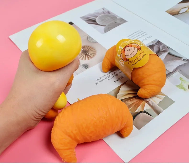 Fun Realistic Croissant Toy Pinch Squeeze Relief Squishy Stress Cute Lazy Stress Ball Funny Stress Relief Fidget Toy