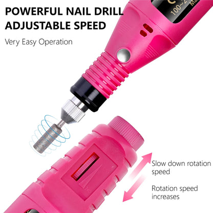 LULAA Portable Professional Electric Nail Drill Machine Manicure Tools Pedicure Drill Set Family Nail File Nail Drill Equipment
