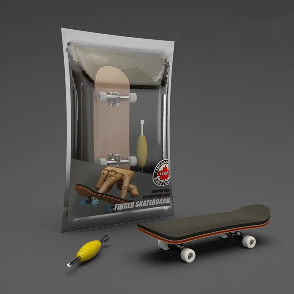 1Set Finger SkateBoard Wooden Fingerboard Toy Professional Stents Fingers Skate Set Novelty Children Christmas Gift