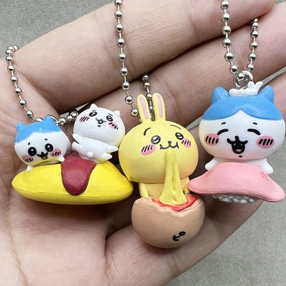 Chikawas Six Cute Pvc Dolls Keychain Bag Zipper Decorative Pendant Figure Cartoon Usagi うさぎ Hachiware ハチワレ ちいかわ Gift Collection