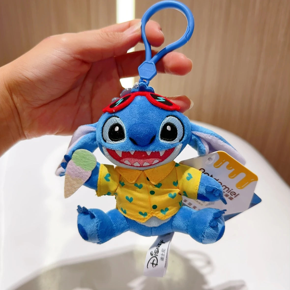 Genuine Disney Stitch Lotso Plush Toys Keychain Pendant Accessories Cute Cartoon Stuffed Doll Key Ring Toys Key Chain Gift