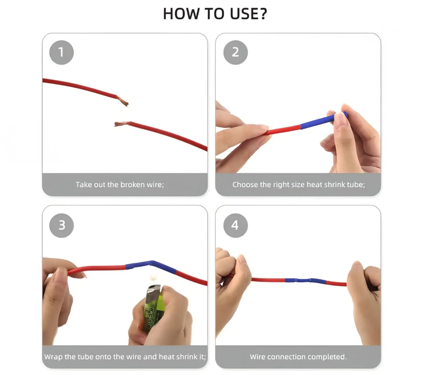 1300/650 Heat-shrink Tubing Thermoresistant Tube Heat Shrink Wrapping Kit Electrical Connection Wire Cable Insulation Sleeving