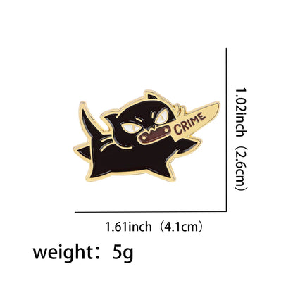 Funny Black Cat Enamel Pin Badges on Backpack Brooches for Women Men Lapel Pins Animal Jewelry Cosplay Accessories Toys Gift