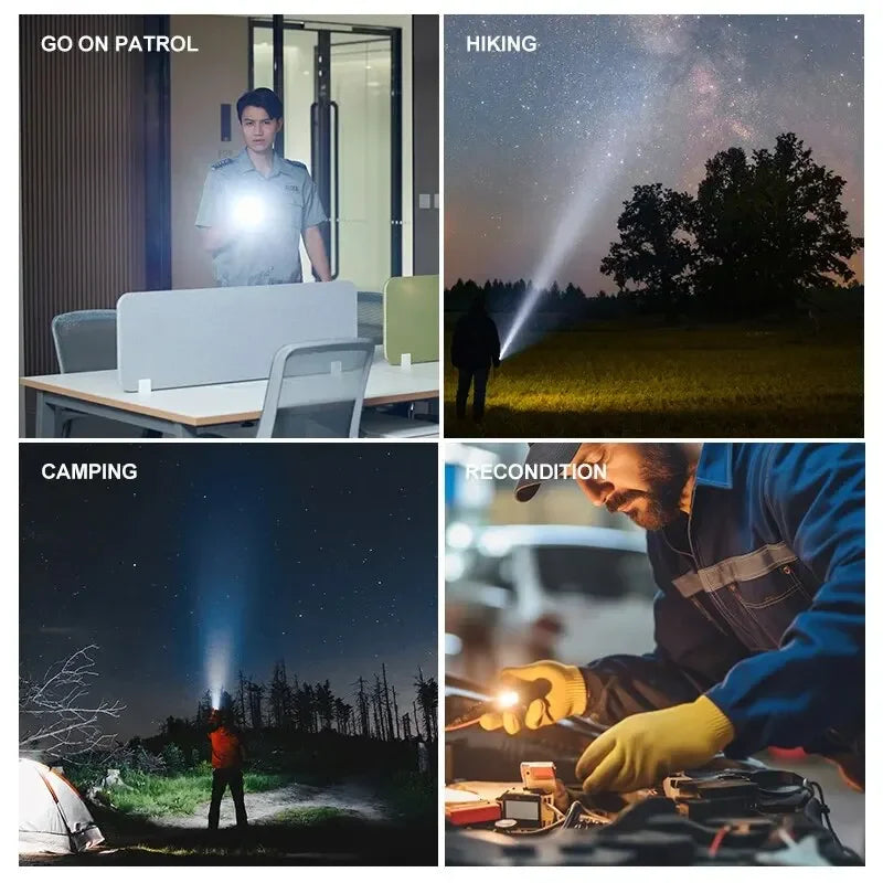 Powerful LED Flashlight Rechargeable USB Built-in Lithium Battery Waterproof Zoom Fishing Hunting Camping Tactical Flashlight
