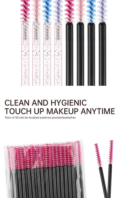 50 Pcs Eyelash Brushes Disposable Crystal Eyebrow Brush Mascara Wand Eye Lash Cosmetic  Lashes Extension Makeup Tools