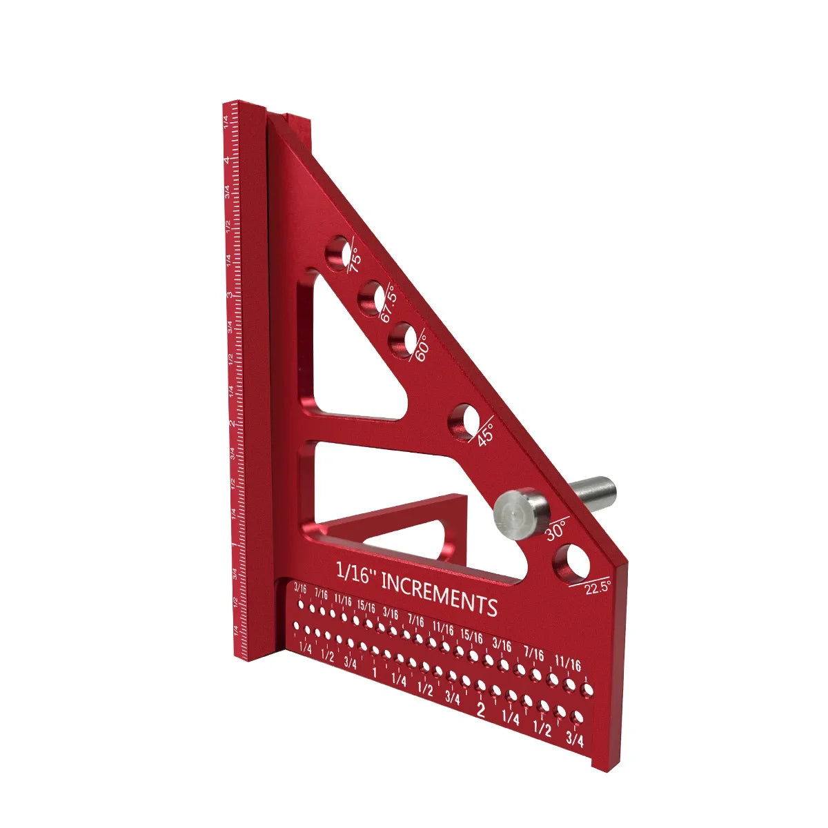 3D Multi-Angle Woodworking Square Protractor, Aluminum Alloy Miter Triangle Ruler T-Type Scriber - 22.5/30/45/60/67.5/90 Degree