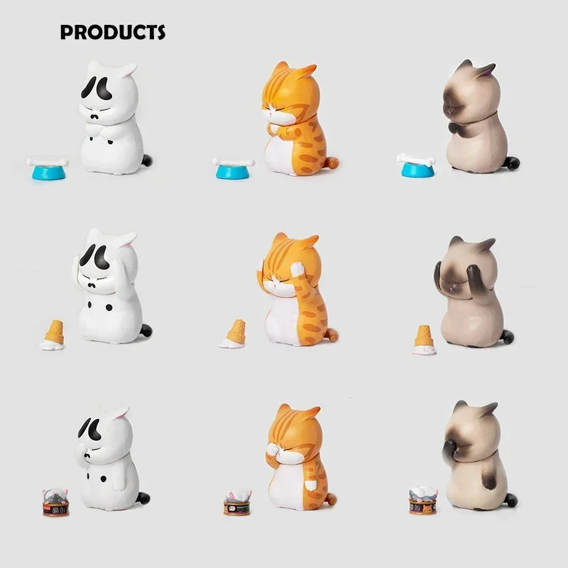 3/1Pc Mini Cat Blind Box Anger Orange Cat Cute Figures Ornaments Mystery-box Office Desktop Computer Decoration Children's Gift
