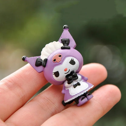5Pcs-Set Sanrio Cinnamoroll Anime Figure Pochacco Kuromi Pom Pom Purin Hello Kitty Action Figure Toys Model Doll My Melody Gifts