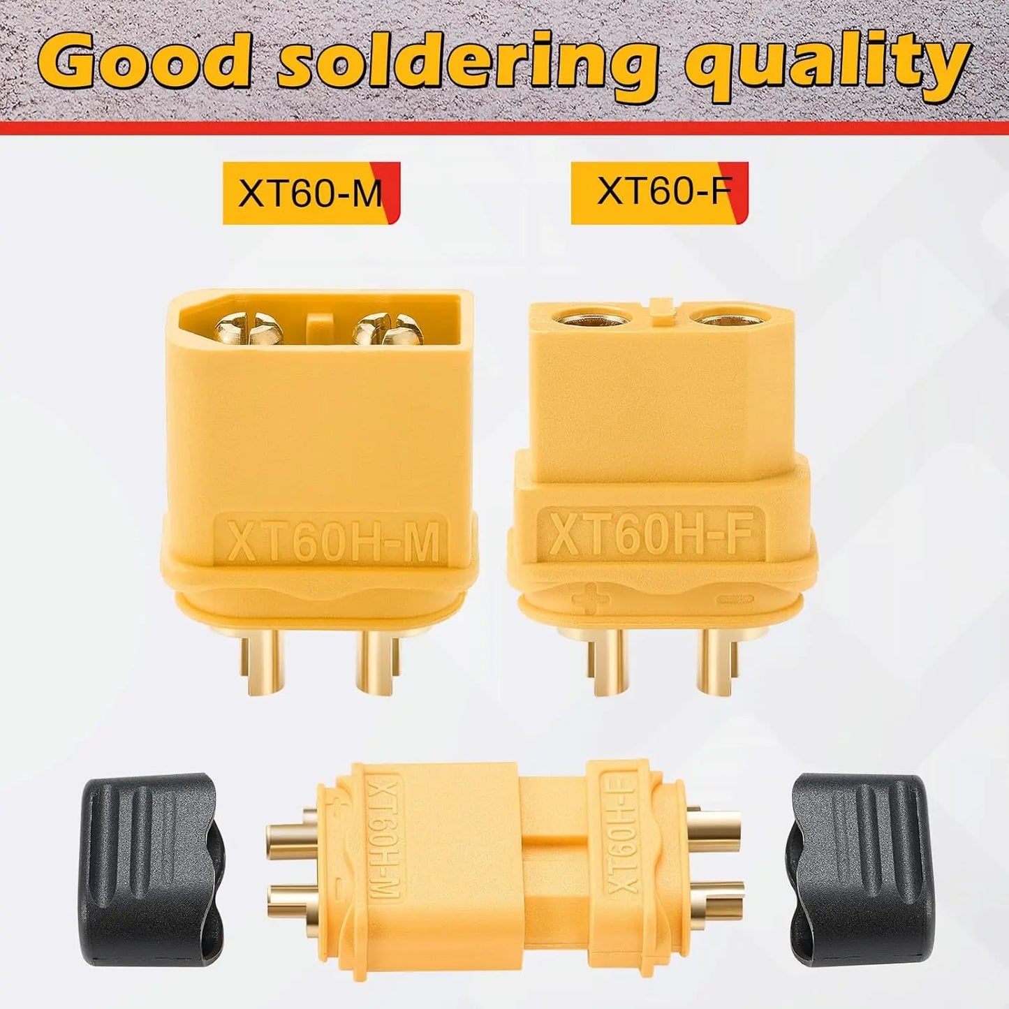 10 Pair XT60H (XT60 Upgrade) Connectors, XT60H Male Female Bullet Connectors Plugs with Sheath for Lithium Battery RC Planes Car