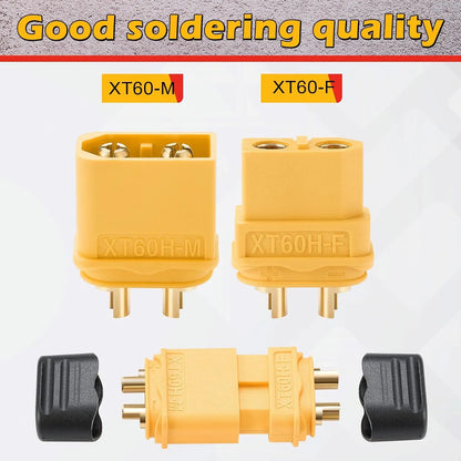 10 Pair XT60H (XT60 Upgrade) Connectors, XT60H Male Female Bullet Connectors Plugs with Sheath for Lithium Battery RC Planes Car