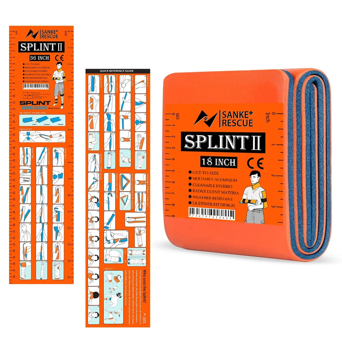 High-Quality First Aid Splint 36/18"X4.3" SANKE RESCUE Wrist Thumb Support Tendonitis IFAK Protective Guard Right/Left Hand