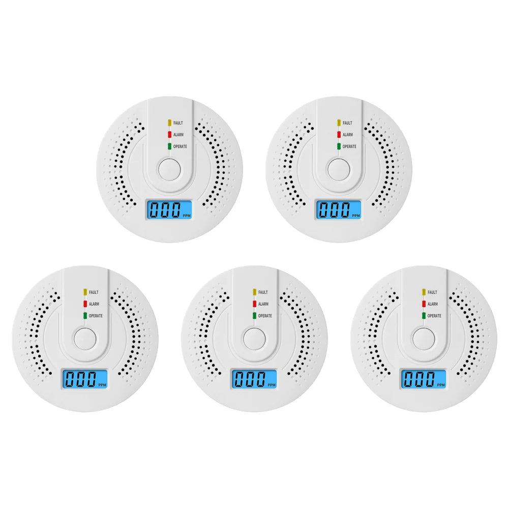 1-5X Digital Carbon Monoxide Detector Sound Warning Battery Powered CO Gas Monitor Alarm Detector Portable CO Detector Home Use