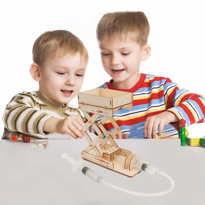 DIY Hydraulic Elevator Platform Model Children Technologia Science Toys Experimental Tool STEM Kit Learning Educational for Kids