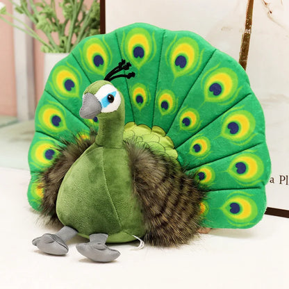 Cute Simulation Green Peacock Plush Toy Blue Peacock Doll Decorative Ornament Gift Bird Doll Zoo Souvenir Ornament Photo Props