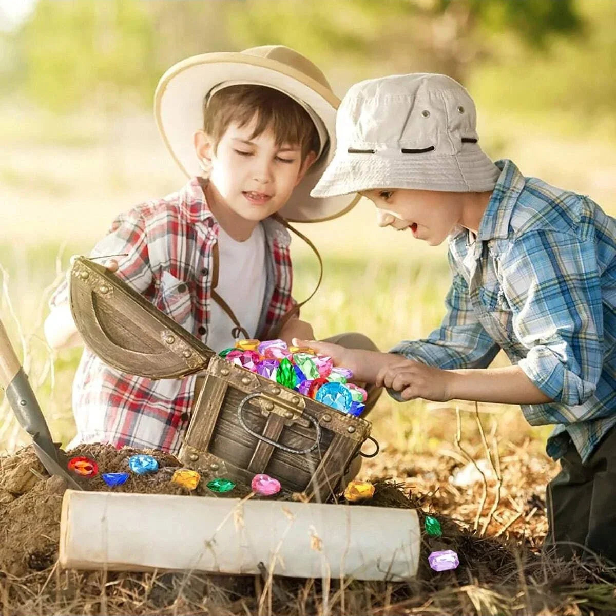 100pcs DIY Pirate Treasure Gem Toys Fake Acrylic Sparkling Gem Diamond Toys Colorful Beach Gemstones Pirate Jewelry Toys