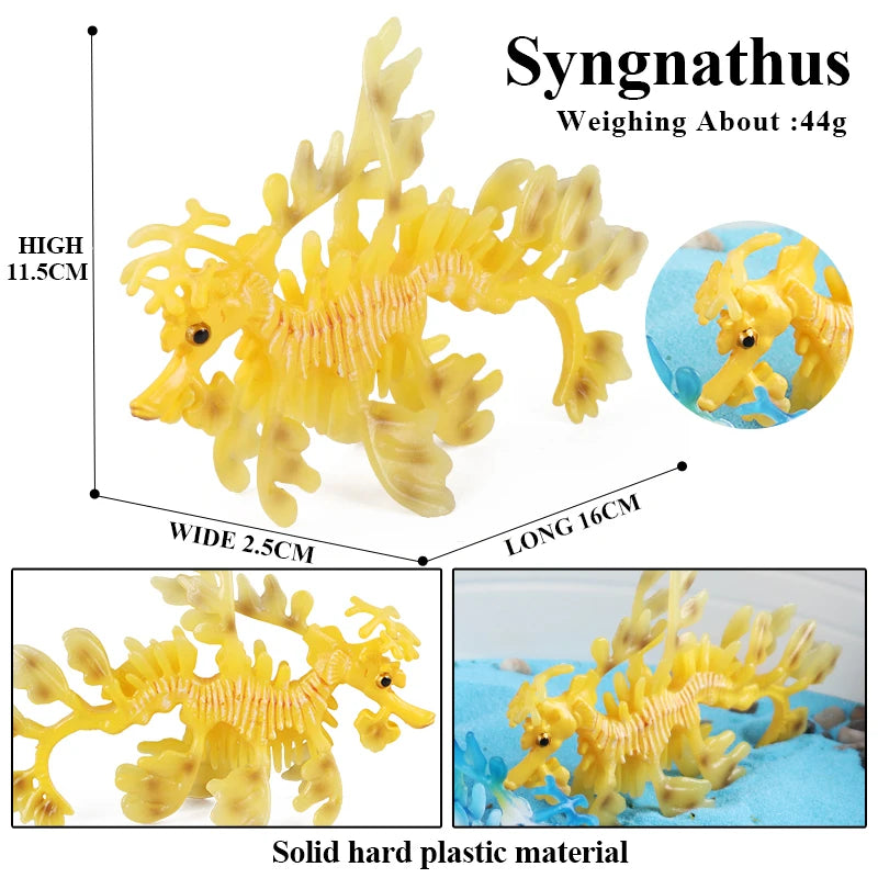 Oenux Ocean Animals Model Jellyfish Starfish Sea Anemone Coral Action Figures Aquarium PVC Miniature Educational Kids Toy Gift