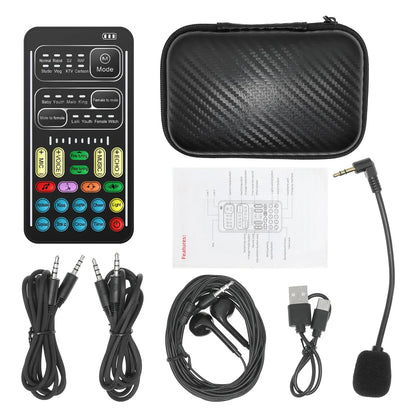 New I9 Mini Voice Changer Live Sound Card  + Headphones + Microphone Audio 8 Sound Effect Machine Equipment Voice Card for Phone