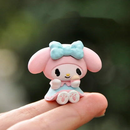 5Pcs-Set Sanrio Cinnamoroll Anime Figure Pochacco Kuromi Pom Pom Purin Hello Kitty Action Figure Toys Model Doll My Melody Gifts