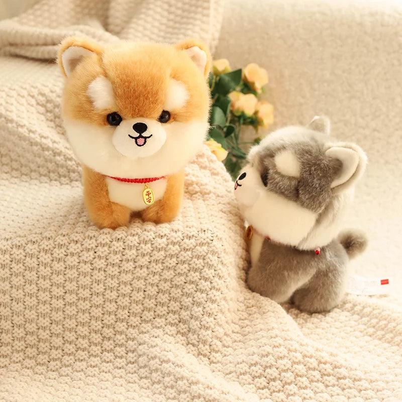 Lifelike Fluffy Dog Stuffed Toy Simulation Puppy Model Shiba Inu Corgi Husky Yorkshire Bichon frise Chow Chow Plush Doll Gifts