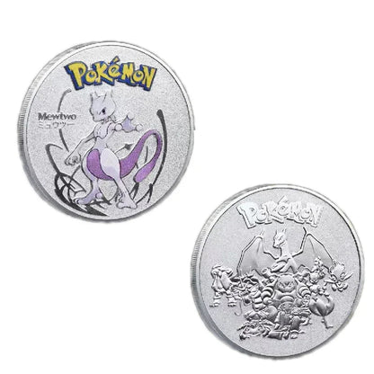Anime Gold Plated Gold Coin Game Commemorative Coin Pikachu Mewtwo Charizard Gold Coin Game Collection childrens gift