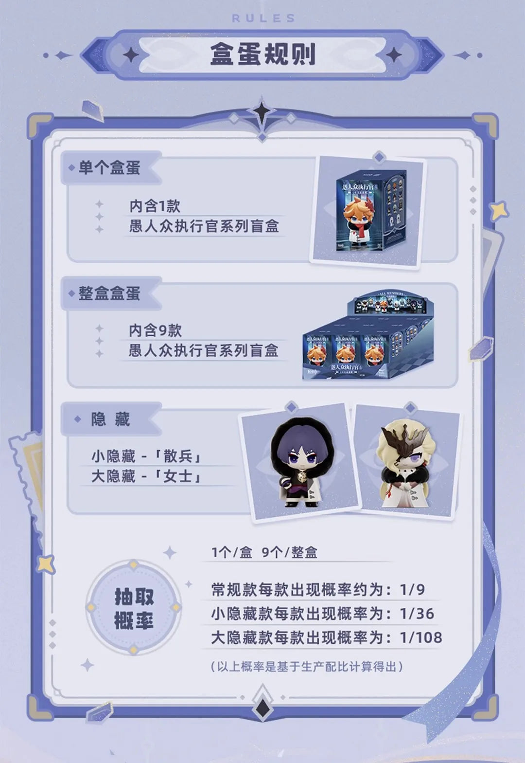 Mihoyo Genshin Impact Fatui Harbinger Q Version Series Blind Box Desktop Mini Doll Model Toys Trend Decoration Surprise Gifts