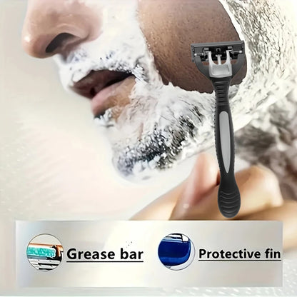 3-Layers Stainless Steel Blade Men Women Manual Safety Razor Hair Removal Shaving Replaceable Shaver Head