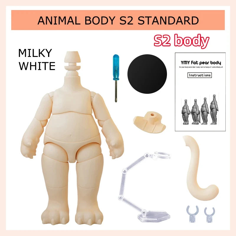 NEW YMY Doll Cat Hand Animal Body Fat Body with Tail Ob11 Body Joint for Gsc Head,1/12bjd,Obitsu 11 Boy Girl Toy Accessories