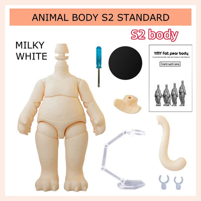 NEW YMY Doll Cat Hand Animal Body Fat Body with Tail Ob11 Body Joint for Gsc Head,1/12bjd,Obitsu 11 Boy Girl Toy Accessories