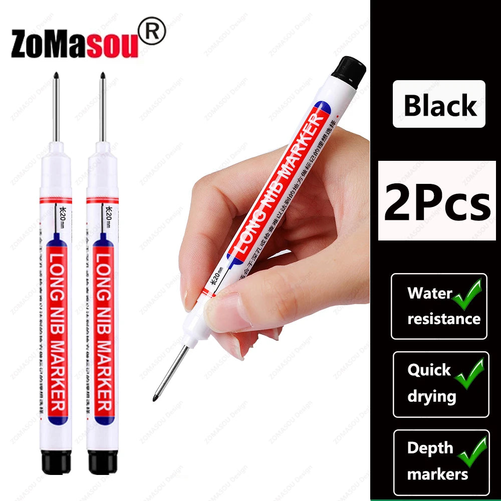 1-100Pcs 2cm Waterproof Long Head Markers Deep Hole Marker Pen for Metal Carpenter Red/Black/Blue/Green Ink Woodworking Tools