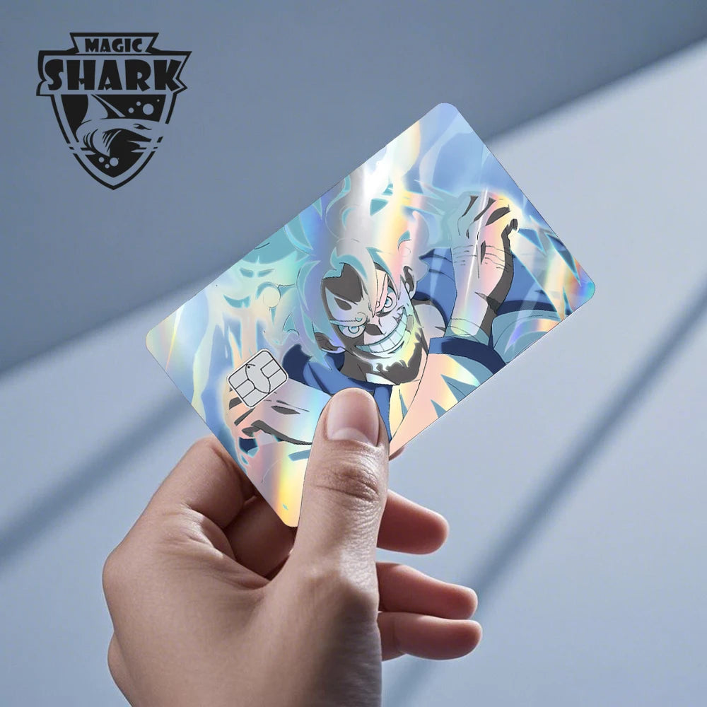 Magic Shark Luffy Zorro Ace Skull Anume Holographic Shinny Laser Sticker Film Skin for Credit Debit Card