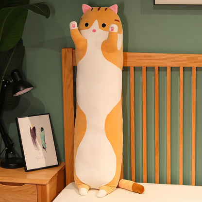 50/70/90/110/130cm Funny Cute Soft Long Cat Plush Toys Pause Office Nap Pillow Bed Sleep Home Decor Doll for Kids Girl Gift