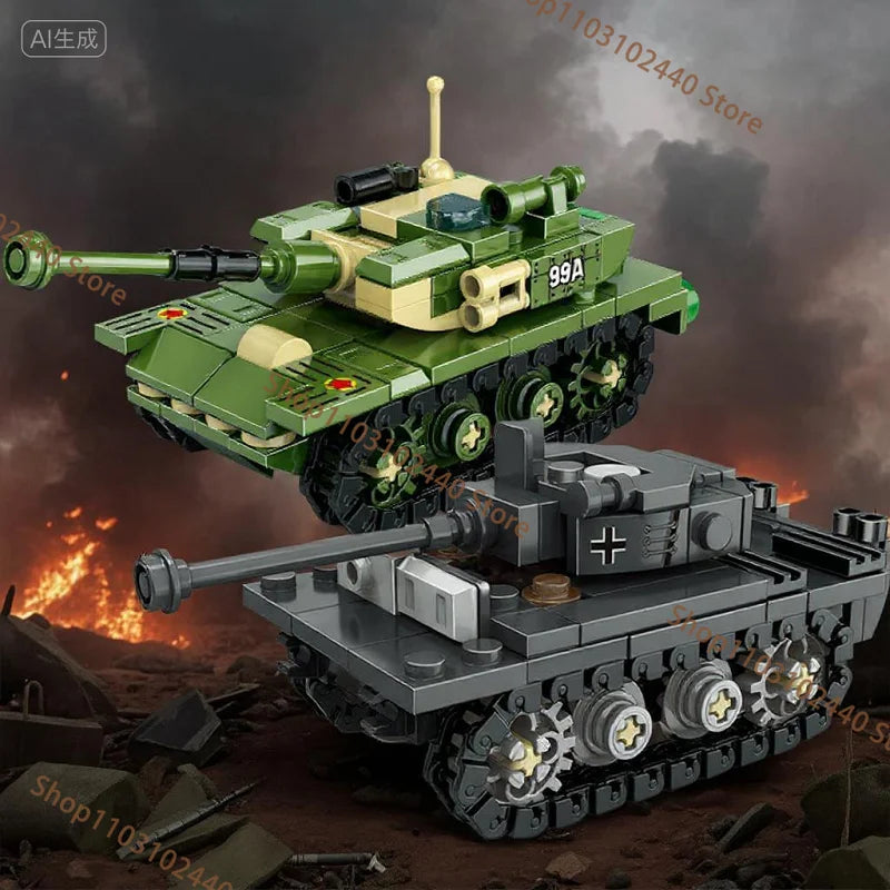 WW2 King Tiger Heavy Tank Building Blocks - DIY Military Model Kit , Educational Toy Gift for Kids