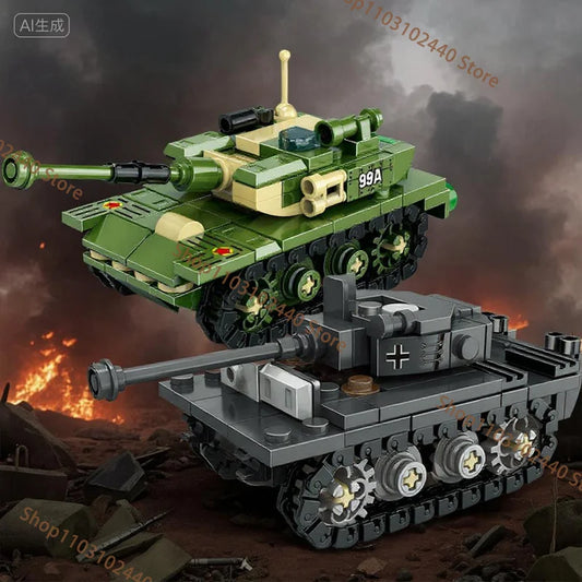 WW2 King Tiger Heavy Tank Building Blocks - DIY Military Model Kit , Educational Toy Gift for Kids