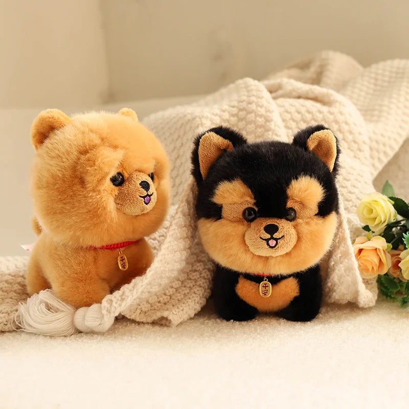 Lifelike Fluffy Dog Stuffed Toy Simulation Puppy Model Shiba Inu Corgi Husky Yorkshire Bichon frise Chow Chow Plush Doll Gifts