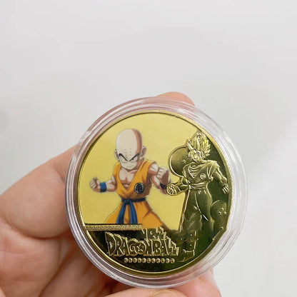 Dragon Ball Gold Plated Gold Coin Son Goku Vegeta Commemorative Coins Children Classic Anime Peripherals Collection Toy Souvenir
