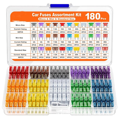 300/180/120pcs Car Blade Fuse Assortment Kit Auto Truck Automotive Medium Small Fuse Mixed Motorcycle Circuit Fuse With Box