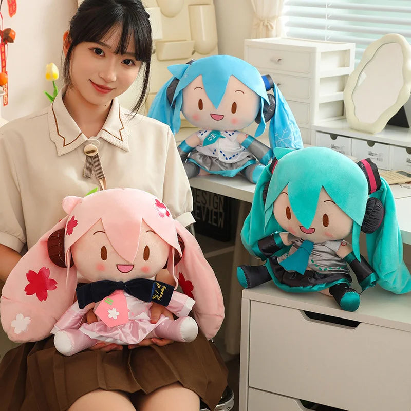32cm Cute Hatsune Miku Plush Toy Kawaii Anime Miku With Bow High Quality Plushies Home Decor Soothing Plushie Birthday Gift Girl