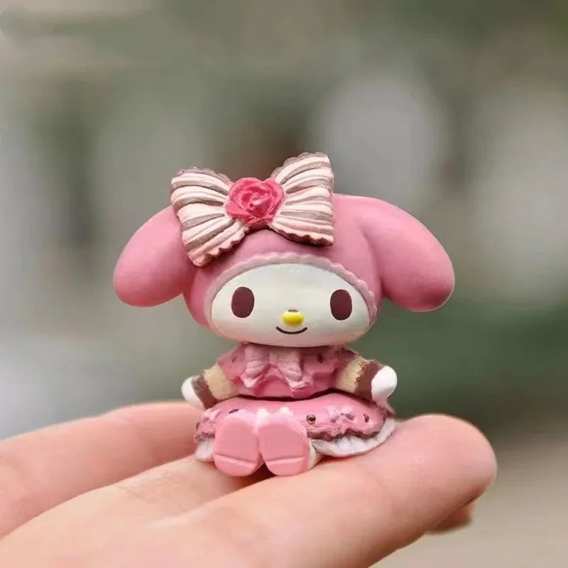 5Pcs-Set Sanrio Cinnamoroll Anime Figure Pochacco Kuromi Pom Pom Purin Hello Kitty Action Figure Toys Model Doll My Melody Gifts