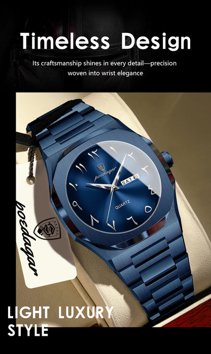 POEDAGAR Luxury Fashion Men's Clock Waterproof Week Date Male Watch Quartz Stainless Steel Business Watches For Man Reloj Hombre